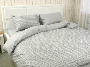 Set de lenjerie de pat din microfibra Runo Gray Braid