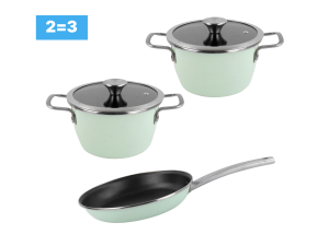 Set Nordic (Tigaie 24 cm + Cratita cu capac 20 cm + Cratita cu capac 24 cm)