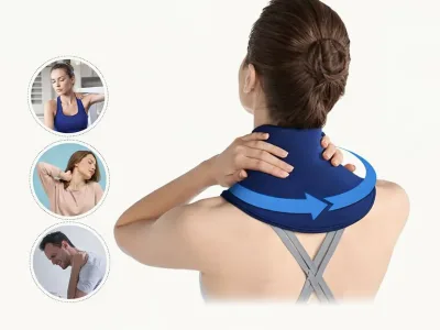 Bandaj terapeutic cu gel pentru gât cu efect cald/rece Wellneo